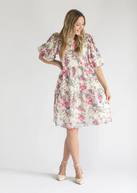 Floral Puff Sleeve Tiered Midi Dress - FINAL SALE