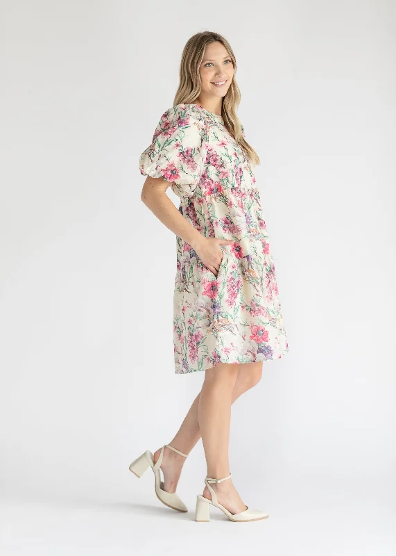 Floral Puff Sleeve Tiered Midi Dress - FINAL SALE