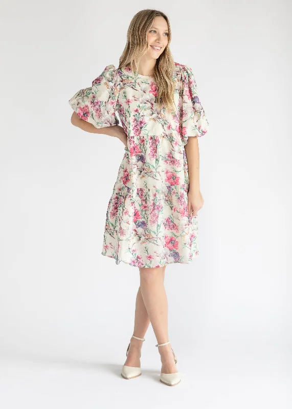 Floral Puff Sleeve Tiered Midi Dress - FINAL SALE