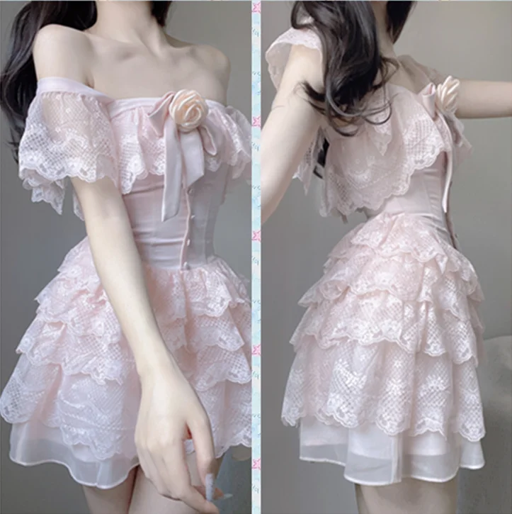 Flower lace cake dress yv31606