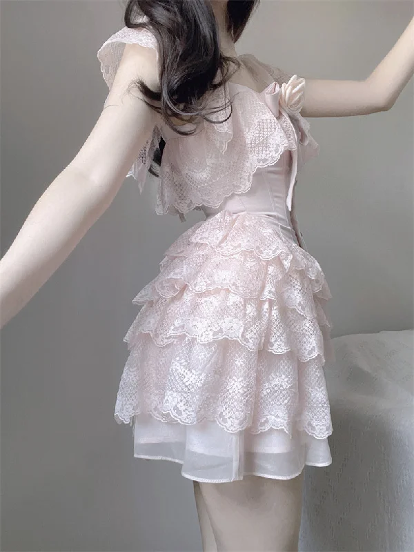 Flower lace cake dress yv31606