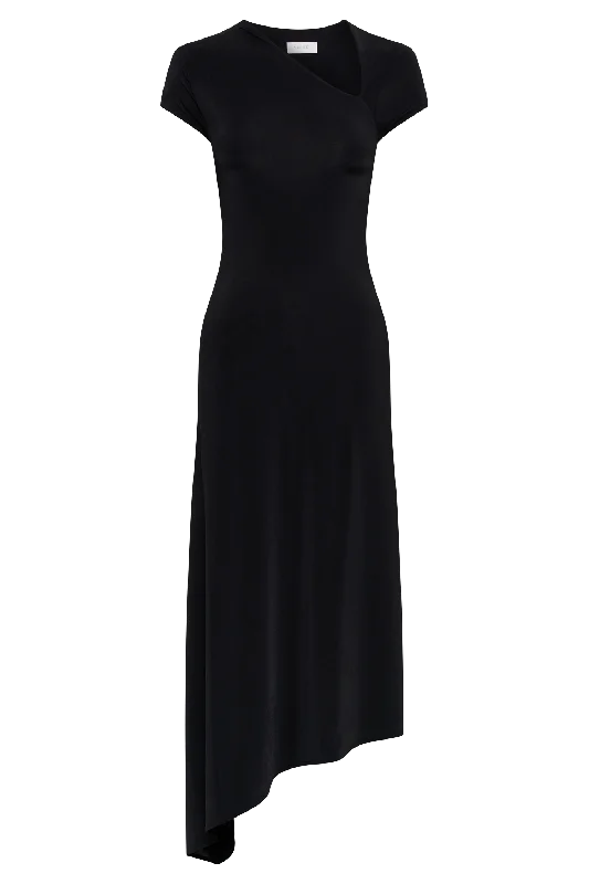 Ilaria Slinky Maxi Dress With Cut Out - Black