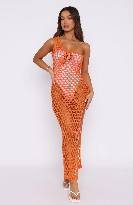 In My Feelings Crochet Maxi Dress Orange