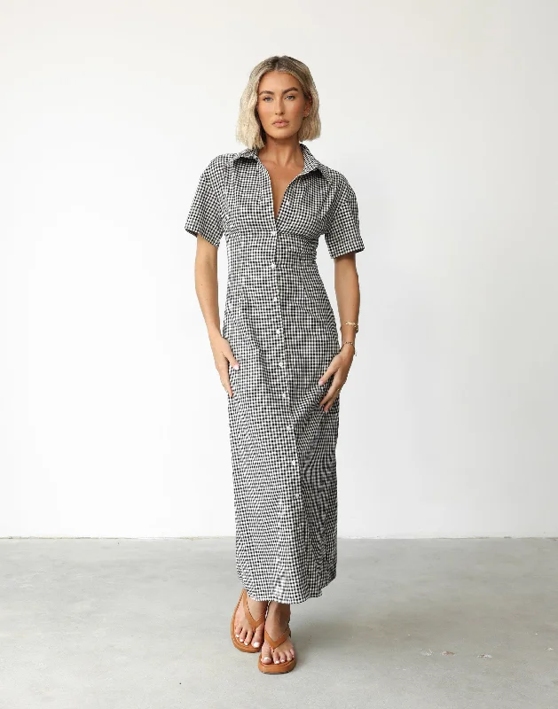 Lua Maxi Dress (Black Gingham)