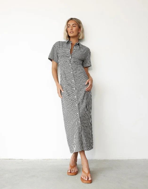 Lua Maxi Dress (Black Gingham)