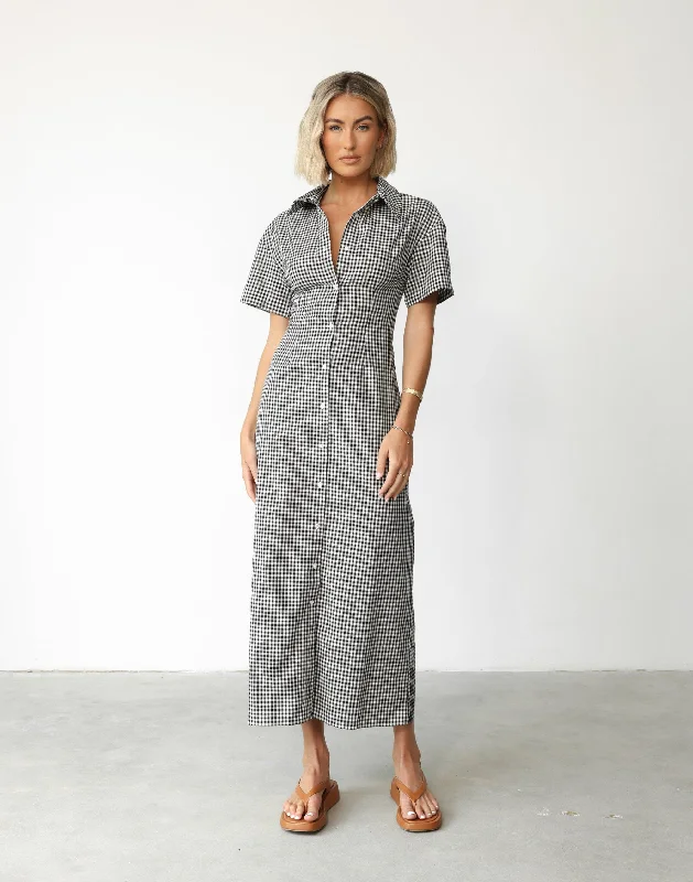 Lua Maxi Dress (Black Gingham)