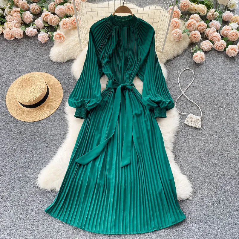 Simple Chiffon Long Sleeve Dress A Line Fashion Dress  10845