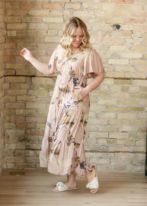 Smocked Waist V-neck Floral Maxi Dress - FINAL SALE