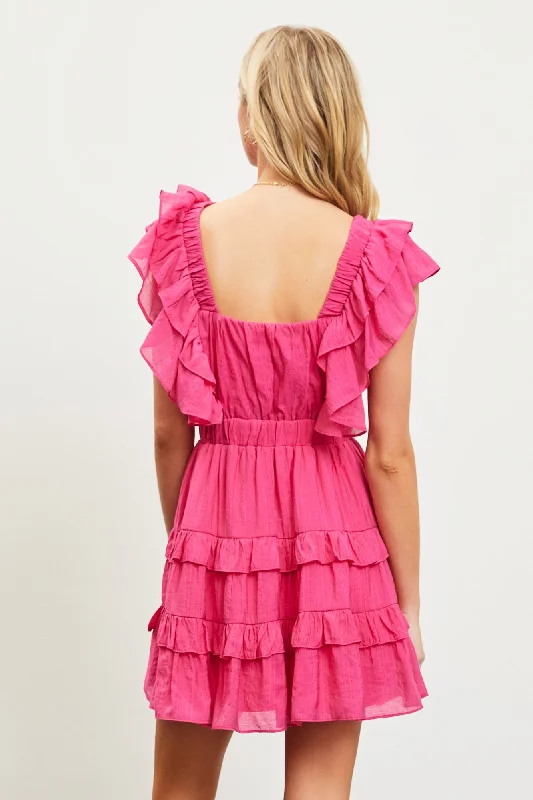 Summer Ruffle Top Dress in Fuchsia