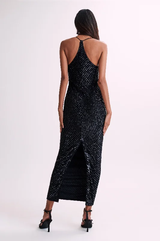 Tierra Sequin Maxi Dress - Black