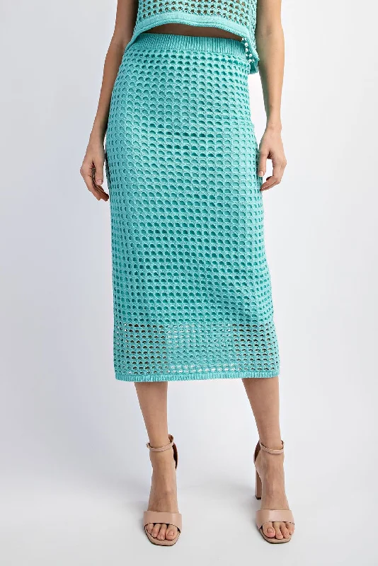 Woven Way Crochet Set Skirt and Crop Top in MINT