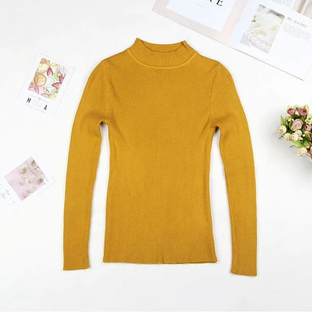 BEFORW 2019 Autumn Women lady sweater Solid Turtleneck sweater women slim sexy tight Bottoming Knitted Casual Pullovers Top