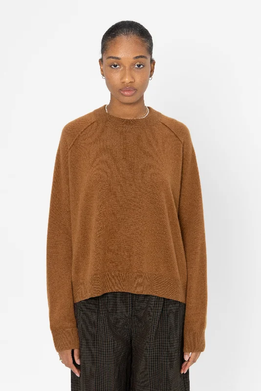 Round Neck Side Slit Sweater, Rust