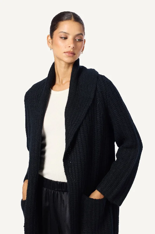 EDEN CASHMERE CASHMERE DUSTER WITH POCKETS | BLACK