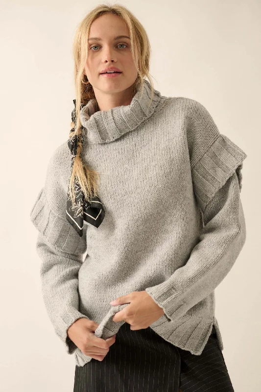 In the Know Cuffed-Shoulder Turtleneck Sweater