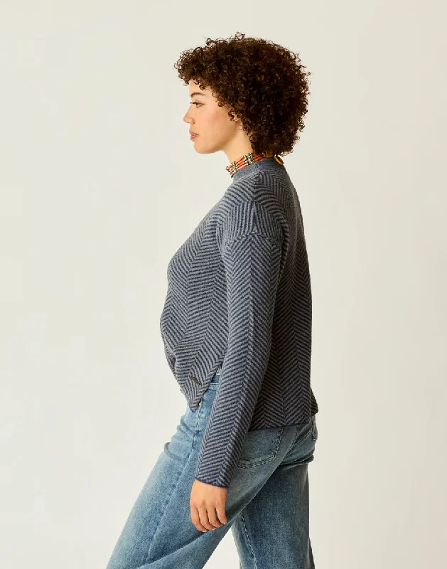 Olivia Plush Sweater: Navy Herringbone