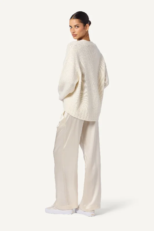 TISCH RELAXED CASHMERE CARDIGAN | GARDENIA