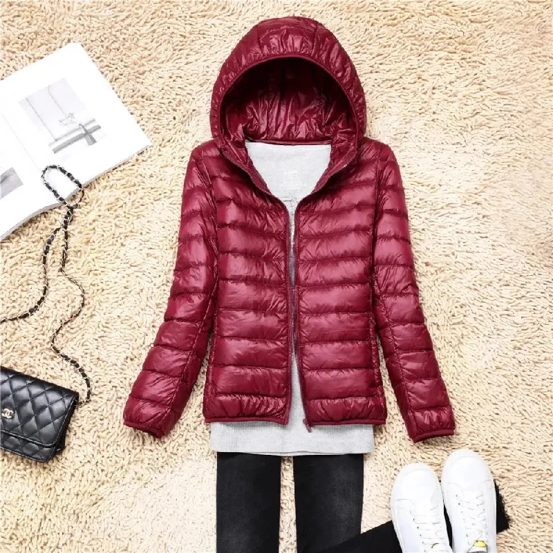 Women Puffer Jacket 15 Colors Plus Size 5XL 6XL 7XL 2022 New Spring Autumn Female Ultra Lightweight Packable Hooded Down Coats