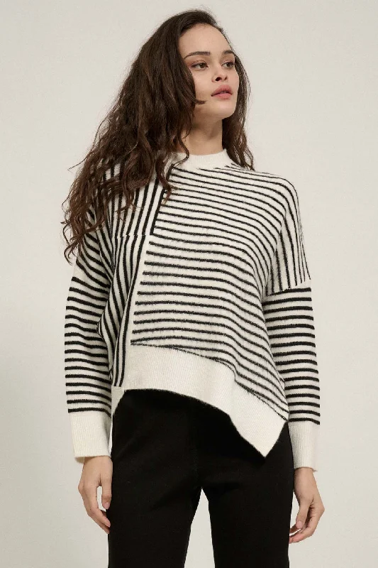 Work Your Angles Asymmetrical Striped Sweater