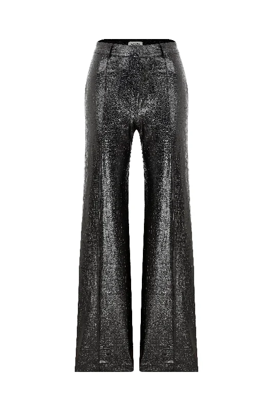 Abby Straight Cut Croc-Effect Trousers