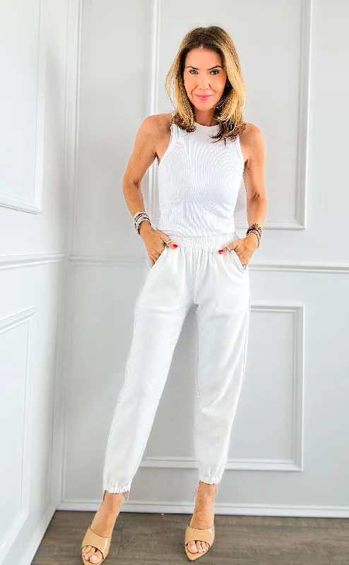 Santorini By Day High Low Cuff Pant - White