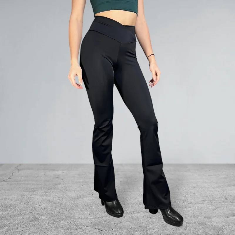 Crossover V-Waist Bootcut Flare Pants - Matte Spandex MANY COLORS to CHOOSE from