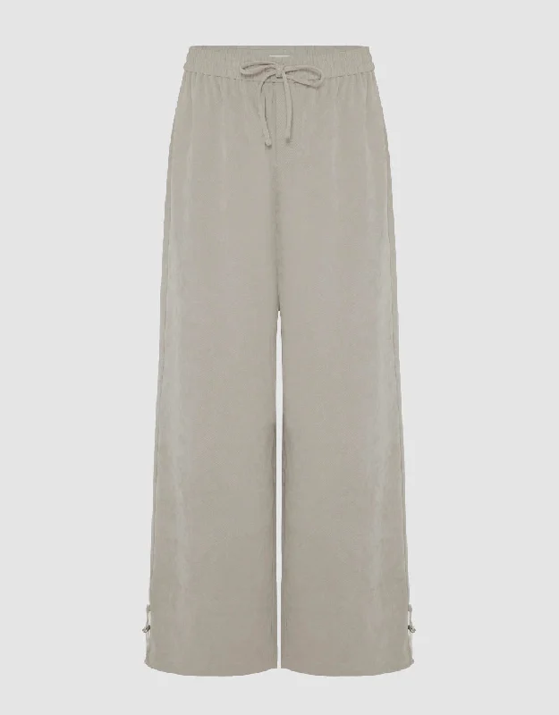 Drawstring Waist Knitted Wide-Leg Pants