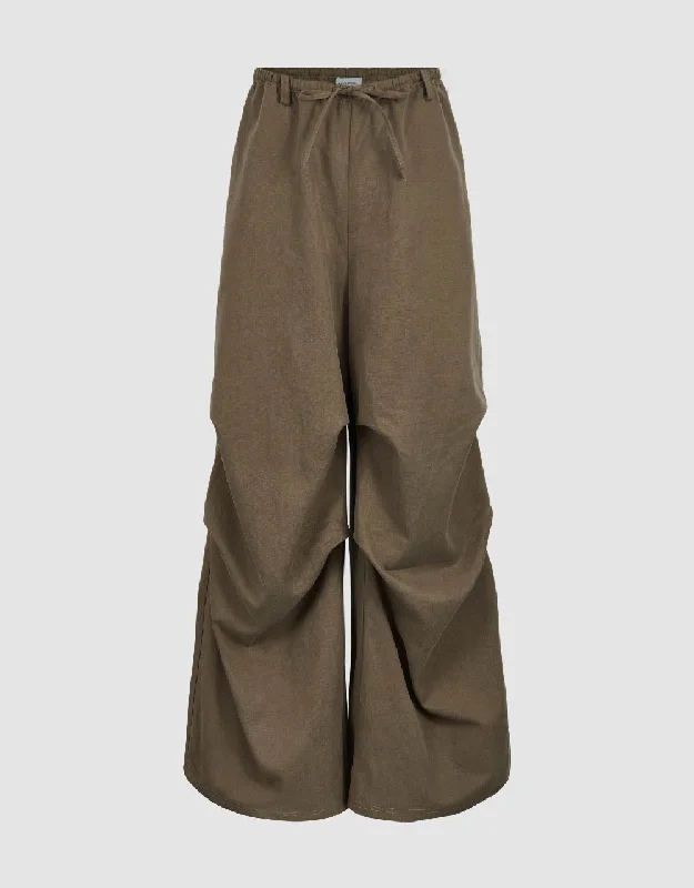 Drawstring Waist Wide-Leg Pants