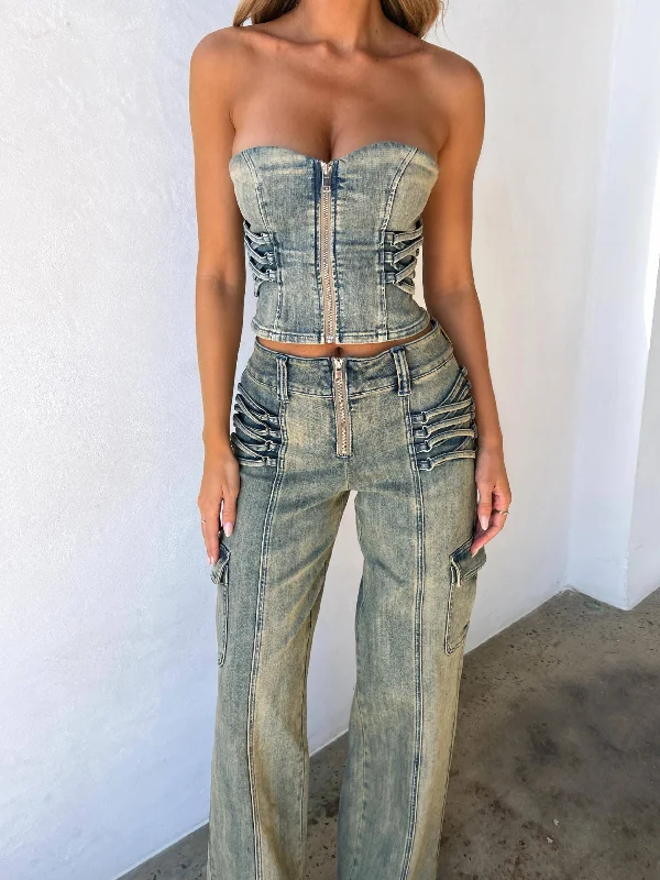 JOELLE CARGO PANTS DENIM