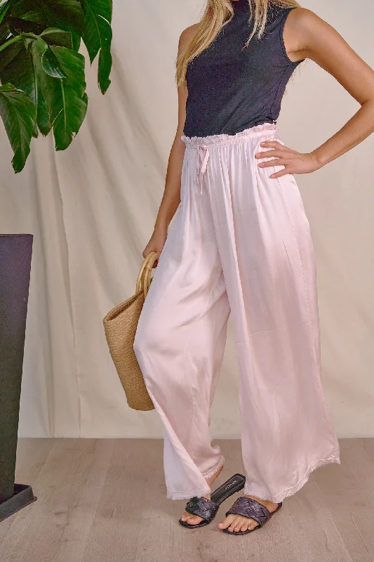 Relaxed and Comfy  Satin Wide-Leg Pants