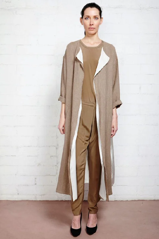 Taupe Pelag Silk Pleated Trousers (Sold Out)