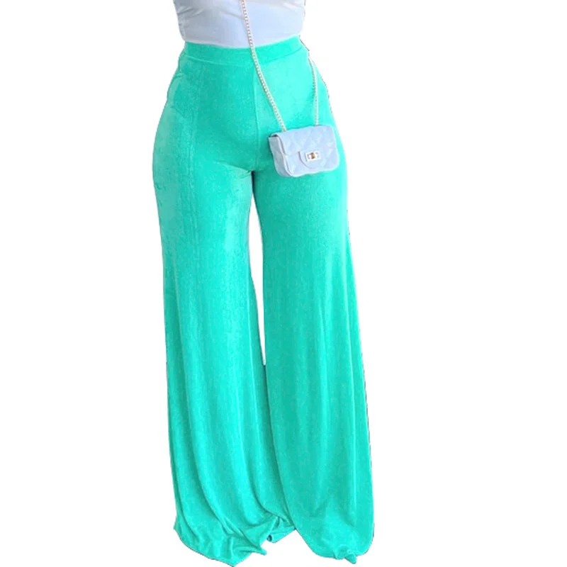 Thin Multi-Color Loose High Waist Casual Trousers Wide-Leg Pants Bell-Bottom Pants (Cl10626)