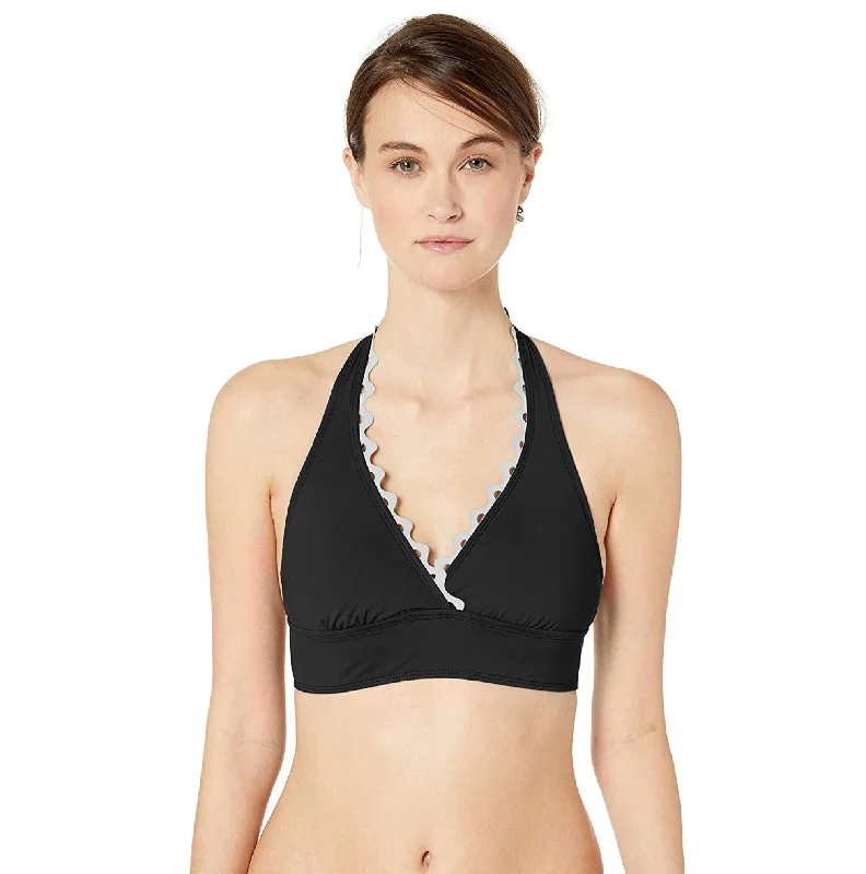 Anne Cole Women's Ric Rack Halter Bikini Top, Black/White, XS