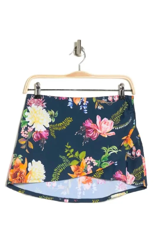 Floral Enchantment Cover-Up Skirt In Azure