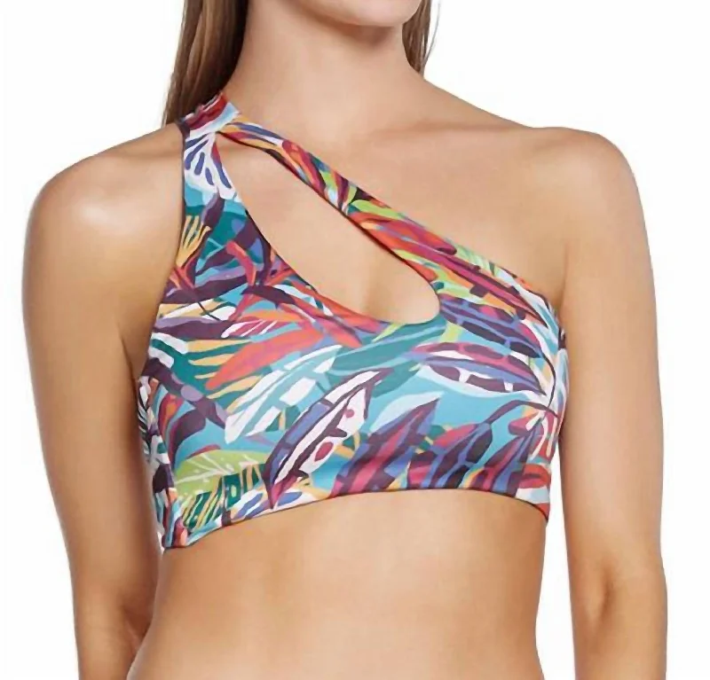 Join Life One Shoulder Cut Out Bra Top In Multi