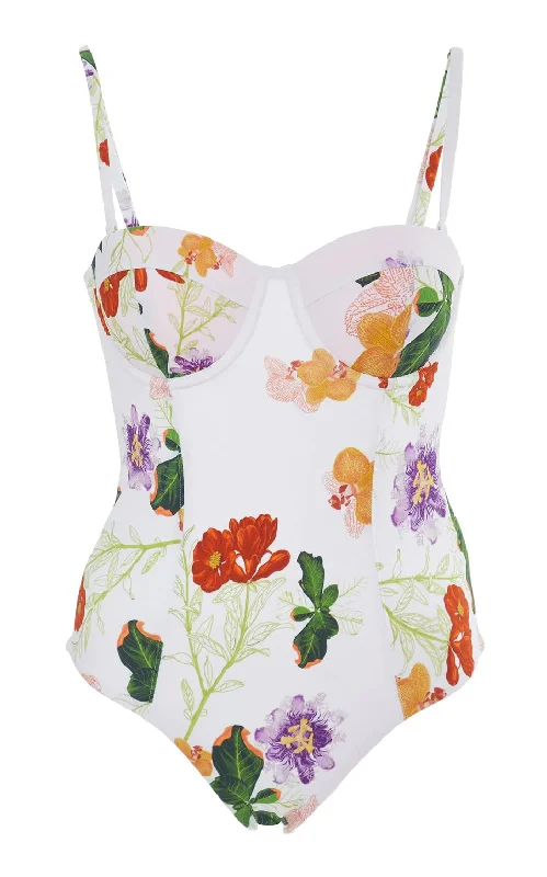 One Piece Floral Print Mesh Back Push up Casual Bodysuit for Ladies