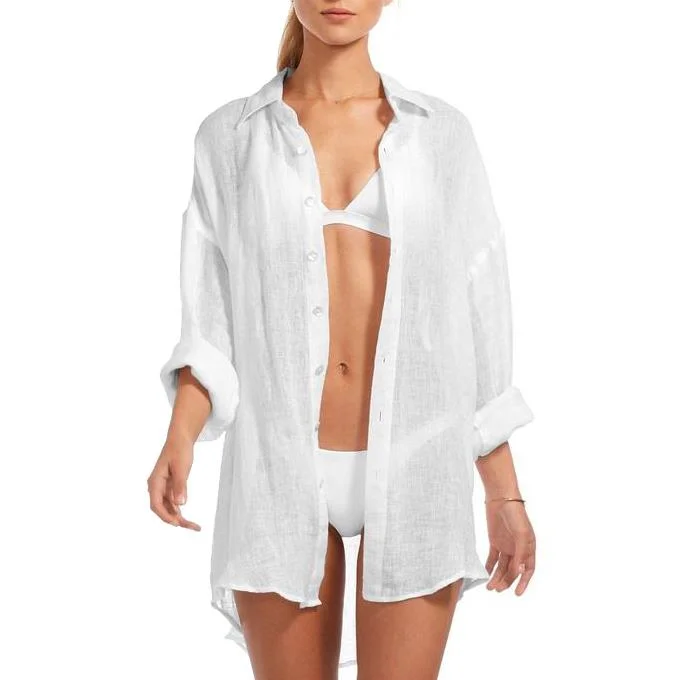 Playa Shirt Dress (EcoLinen Gauze White)