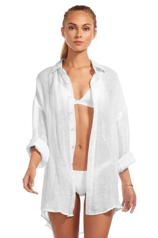 Playa Shirt Dress (EcoLinen Gauze White)