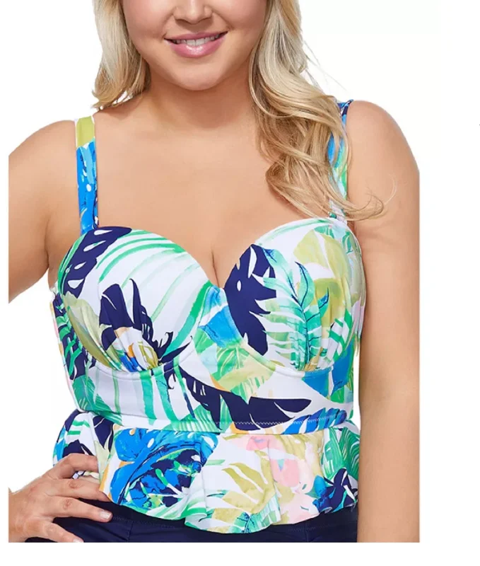 Raisins Curve Trendy Plus Juniors' Palm Springs Maldives Bikini Top, 16W