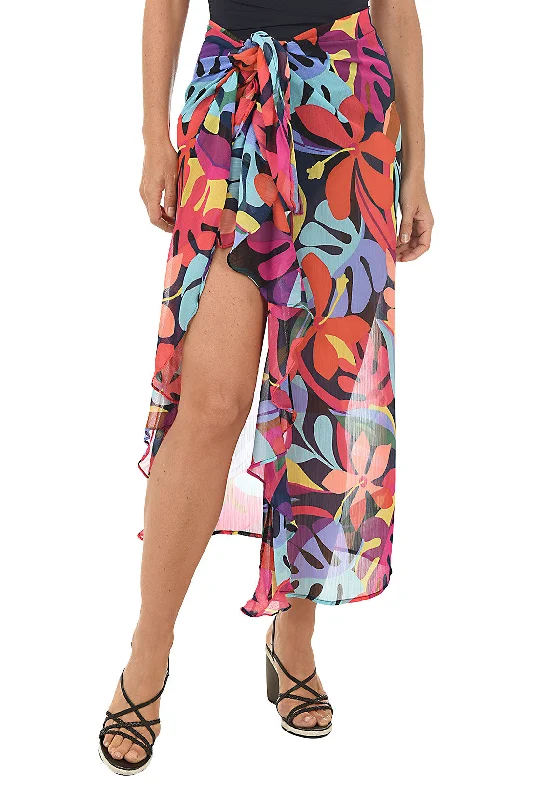 Bold Rush Ruffled Chiffon Sarong Skirt