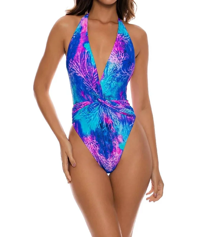 Reef Front Twist Halter One Piece In Multicolor