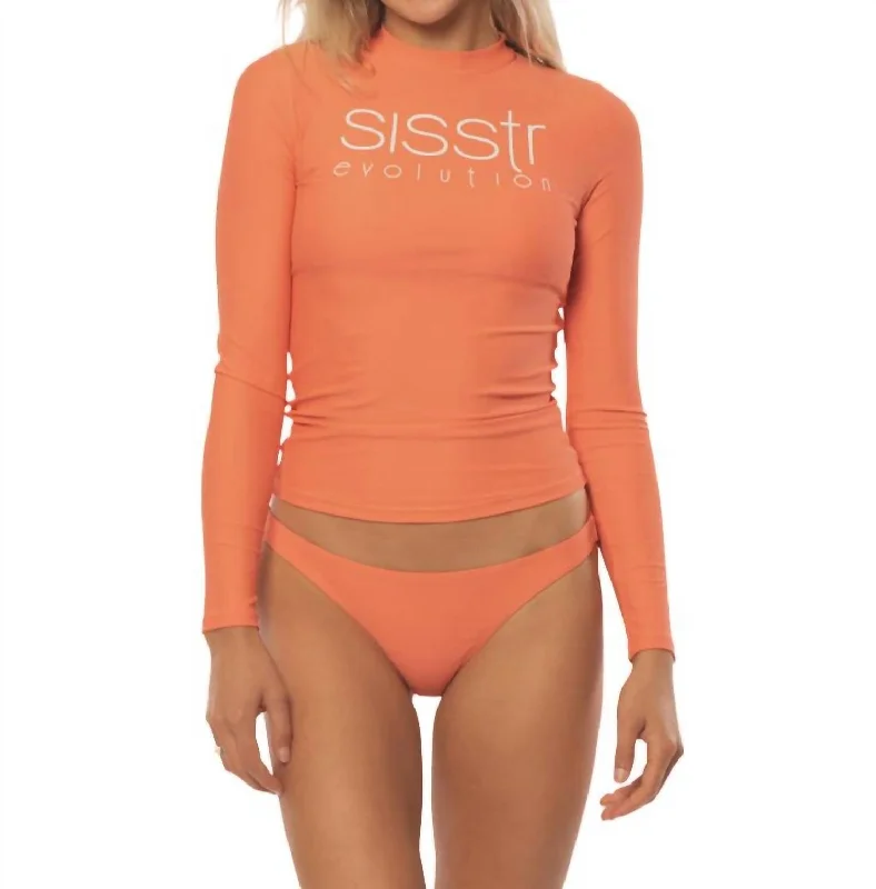 Solid Sunbeam Full Rashguard In Vibrant Coral