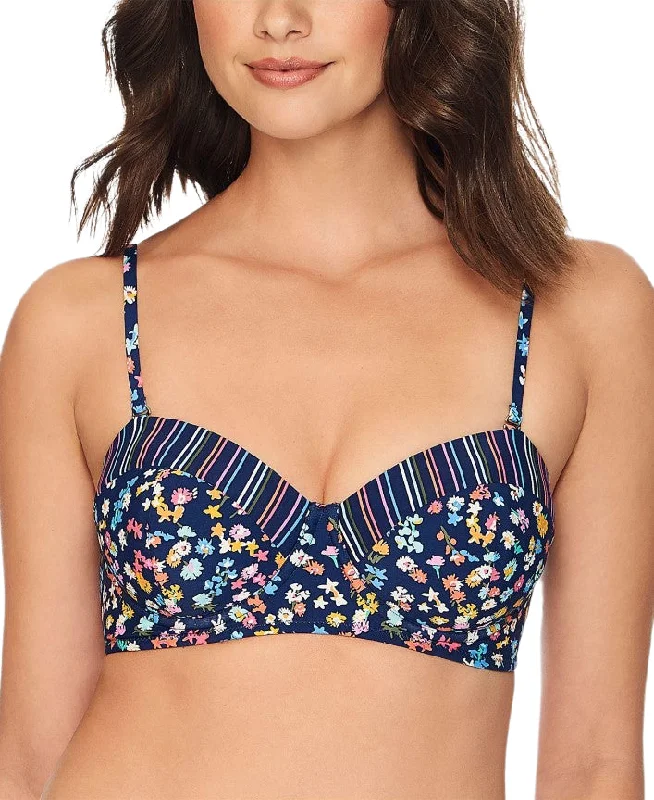 Vera Bradley Women's Ditsy Striped Reversible Underwire Bikini Top, L