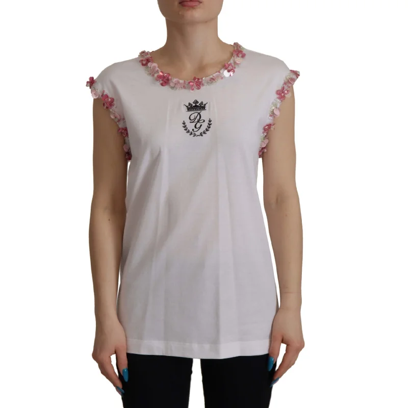 Dolce & Gabbana Chic Sequined Crown Tank Top T-Shirt