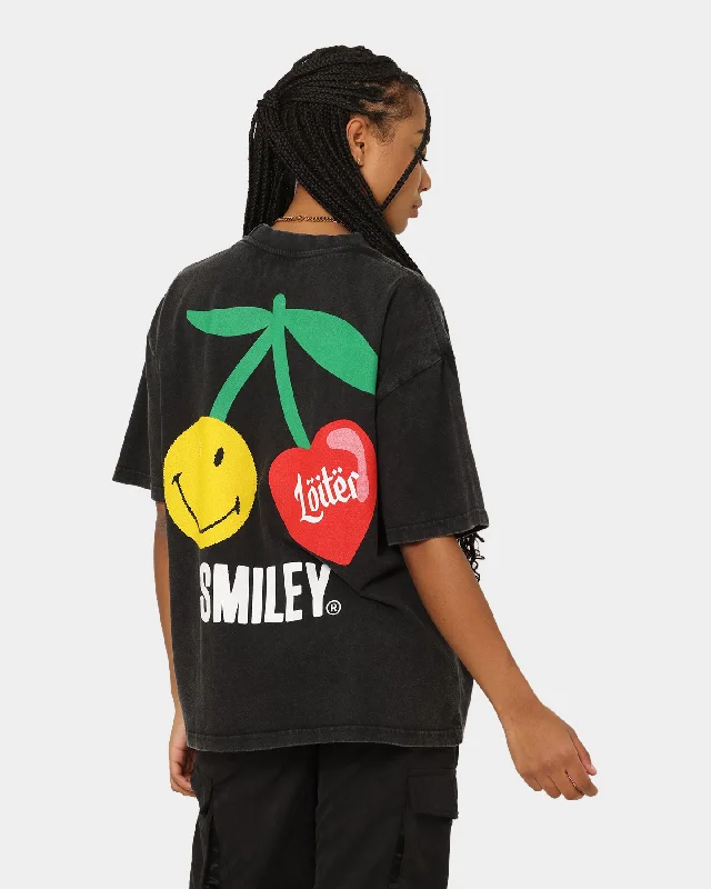 Loiter X Smiley Live Laugh Loiter Vintage T-Shirt Vintage Black