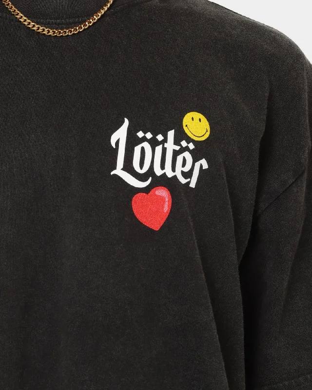 Loiter X Smiley Live Laugh Loiter Vintage T-Shirt Vintage Black