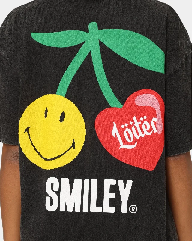 Loiter X Smiley Live Laugh Loiter Vintage T-Shirt Vintage Black