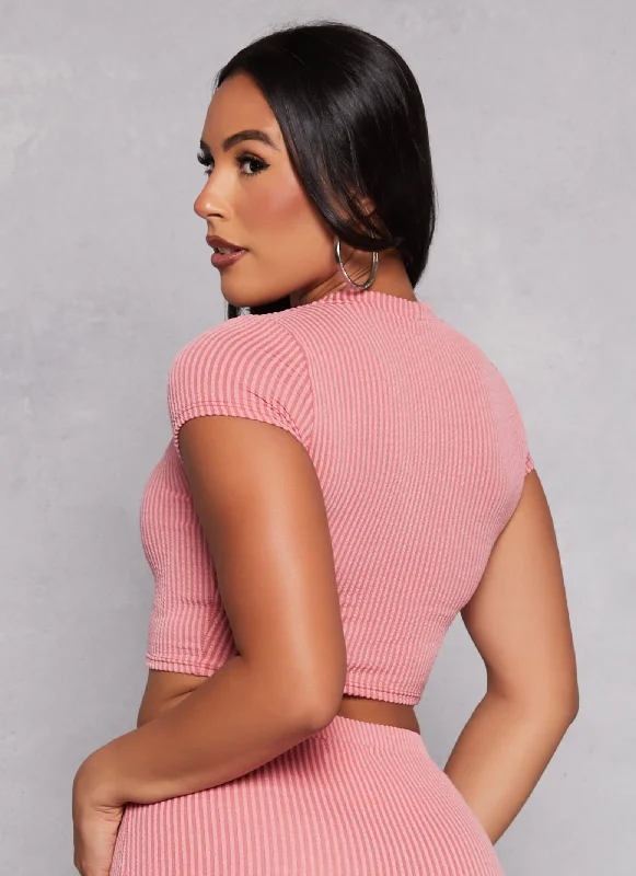 Ribbed Short Sleeve Crop Top