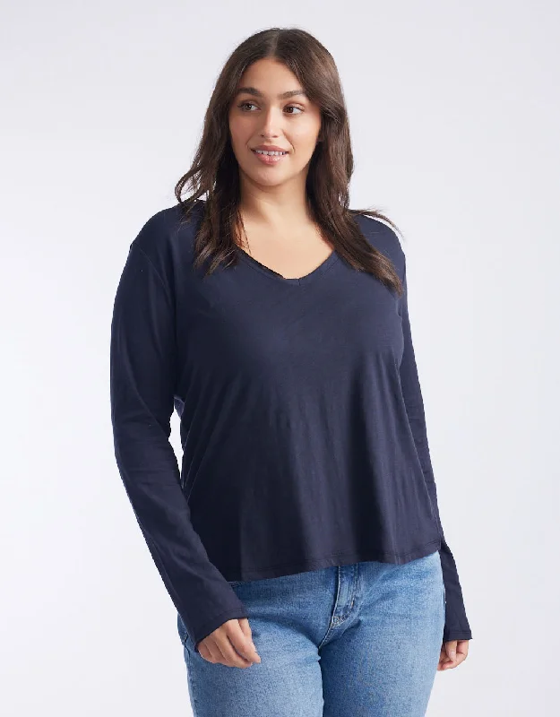 Original V-Neck Long Sleeve T-Shirt - Navy