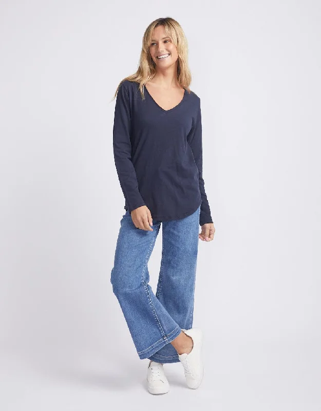 Original V-Neck Long Sleeve T-Shirt - Navy